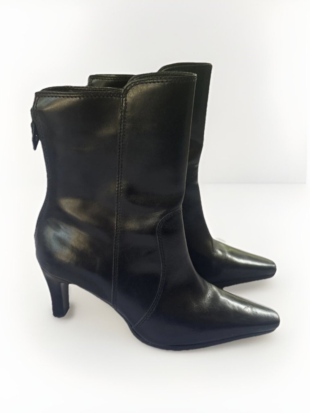 Vintage UNISA Kerry Zip Up Kitten Heel Boots Black Size 6.5 Brazil Pumps